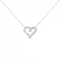 K18WG/純PT ハート ダイヤモンド ネックレス 0.40CT