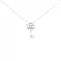 K14WG/K18WG クローバー×キー ダイヤモンド ネックレス 0.04CT