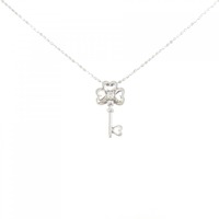 K14WG/K18WG クローバー×キー ダイヤモンド ネックレス 0.04CT