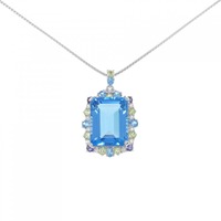 K14WG ブルートパーズ ネックレス 28.00CT