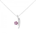 K18WG フラワー ルビー ネックレス 0.18CT