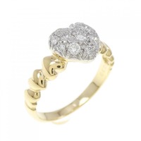 K18YG/PT ハート パヴェ ダイヤモンド リング 0.30CT