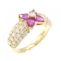 K18YG フラワー ルビー リング 0.71CT
