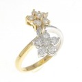 K18YG/PT フラワー ダイヤモンド リング 0.51CT