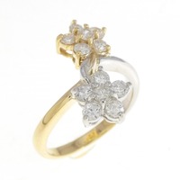 K18YG/PT フラワー ダイヤモンド リング 0.51CT