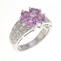 750WG フラワー サファイヤ リング 1.14CT