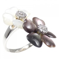 K18WG フラワー マザーオブパール リング