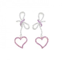 K18WG/K18PG リボン×ハート サファイヤ ピアス