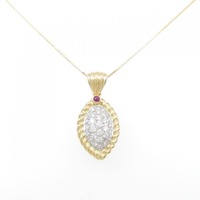 K18YG/PT ルビー ネックレス 0.08CT