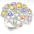 K18WG サファイヤ リング 4.00CT