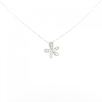 K18WG フラワー ダイヤモンド ネックレス 0.20CT