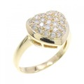 K18YG パヴェ ハート ダイヤモンド リング 0.50CT