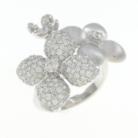 K18WG フラワー ダイヤモンド リング 1.12CT