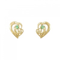 K18YG ハート エメラルド ピアス