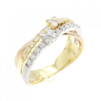 K18YG/PT/K18PG フラワー ダイヤモンド リング 0.30CT