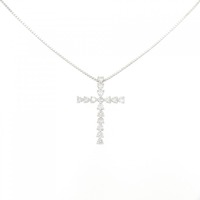 750WG/K18WG クロス ダイヤモンド ネックレス 0.34CT