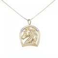 K18YG/PT ホース ダイヤモンド ネックレス 0.05CT