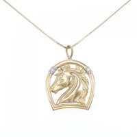 K18YG/PT ホース ダイヤモンド ネックレス 0.05CT