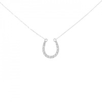 K18WG ホースシュー ダイヤモンド ネックレス 0.10CT