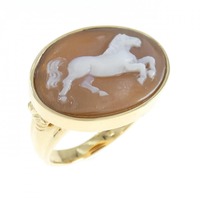 K18YG ホース シェルカメオ リング