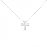 K18WG クロス ダイヤモンド ネックレス 0.30CT
