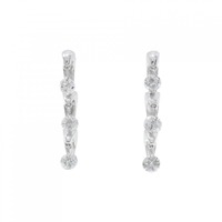 K18WG/K14WG スリーストーン ダイヤモンド ピアス 0.60CT