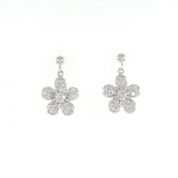 K18WG フラワー ダイヤモンド ピアス 0.40CT
