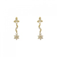 K18YG フラワー ダイヤモンド ピアス 0.30CT