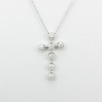 K18WG クロス ダイヤモンドネックレス