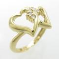 K18YG ハート ダイヤモンドリング