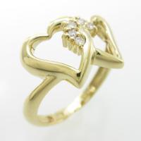 K18YG ハート ダイヤモンドリング