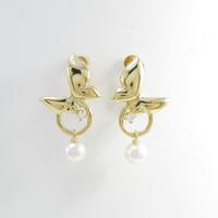 K18YG バタフライ アコヤパールイヤリング
