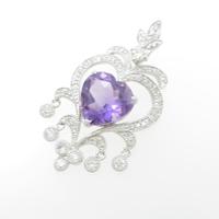K18WG ハート アメジストペンダント