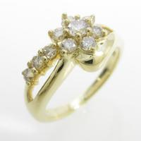 K18YG フラワー ダイヤモンドリング