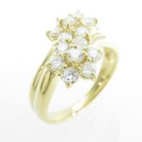 K18YG フラワー ダイヤモンドリング
