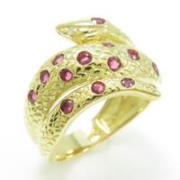 K18YG ヘビ ルビーリング