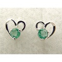 5月の誕生石エメラルドK18WG(ホワイトゴールド)ピアス [y060119]
