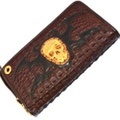 BWL(ビルウォールレザー)　W-C118 Zipper Brown Alligator Tribal 18K Gold polish BWL Skull