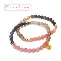 FineLine ドイツ発　2連ストーンブレスレット　天然石　アガット　ピンク×グレー