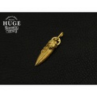 HUGEリーフ付きフェザーペンダントS/K24 x シルバー925