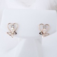 K10PG 10金ピンクゴールド 　ハートとちょうのピアス 彼女 誕生日 ジュエリー アクセサリー ∞ y110172