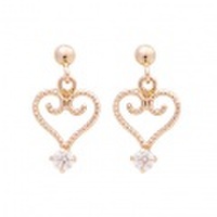 K10PG ハート＆キュービックジルコニアピアス 46-5647