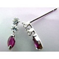 K14WG 　ルビー/キュービック ピアス 彼女 誕生日 ジュエリー アクセサリー ∞ jka743