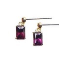 K18＆チタン エメラルドカット　パープルガーネット　スウィング　ピアス(SALE)