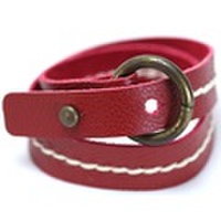 N0139 ： レザーブレスレット 『 putar-ring 』　レッド（男性用）
