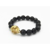 RUFAS（ルーファス）　XS.F2-Skull with Beads Ring Onyx - Gold（XS.F2スカルウィズビーズリングオニキス - ゴールド）RBR00103