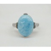 SS ラリマー＆キュービックジルコニア リング