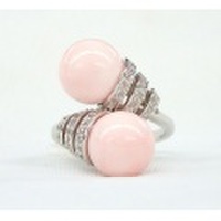 SSピンクコンクシェル＆CZ デザイン リング Part1