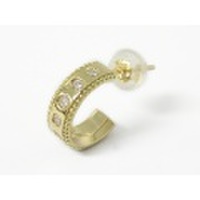 SYMPATHY OF SOUL（シンパシーオブソウル）　Mill Grain Hoop Pierce - K18Yellow Gold w/Diamond（ミルグレインフープピアス K18イエローゴールド w/ダイヤモンド）