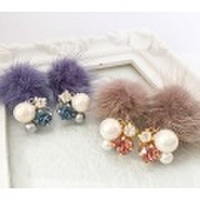 [ピアス]パールビジューピアス(ピンク・ブルー)